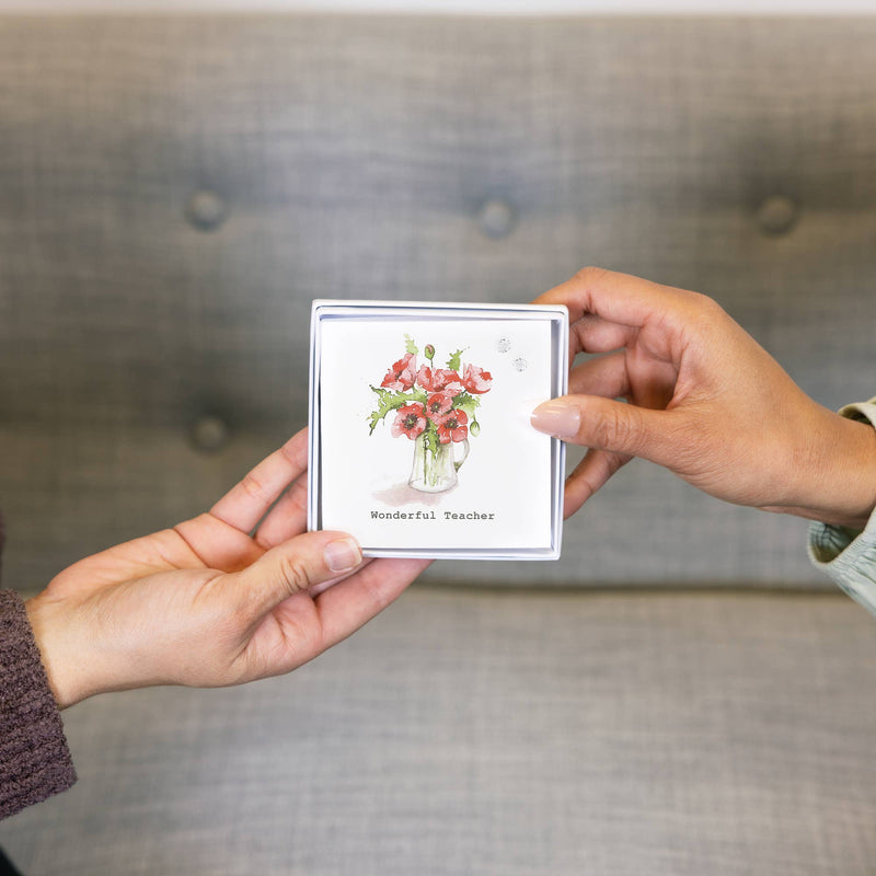 Teacher - 5mm Sterling Silver Cubic Zirconia Stud Earrings