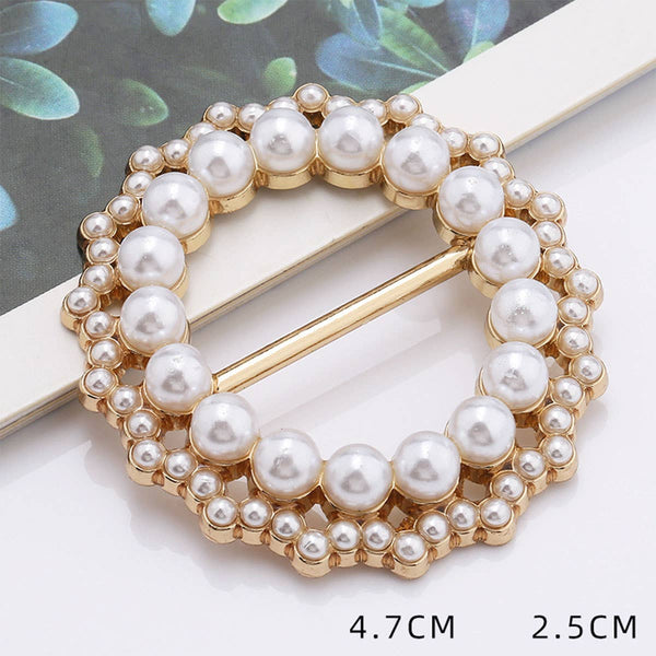 Round Pearl Gold Scarf Ring