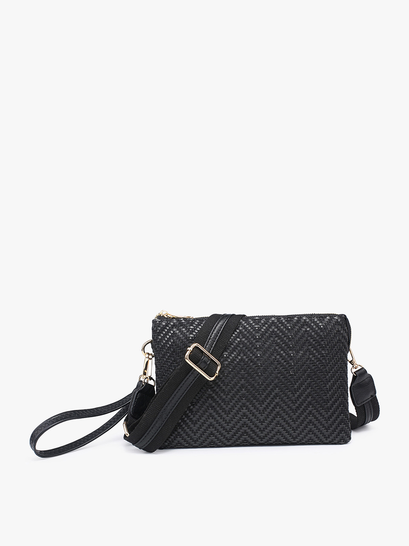 Izzy Woven Diagonal Crossbody w/ Guitar Strap: Black