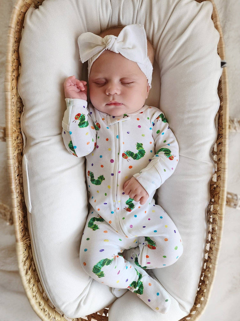 Organic 2-Way Zipper Footie in Caterpillar