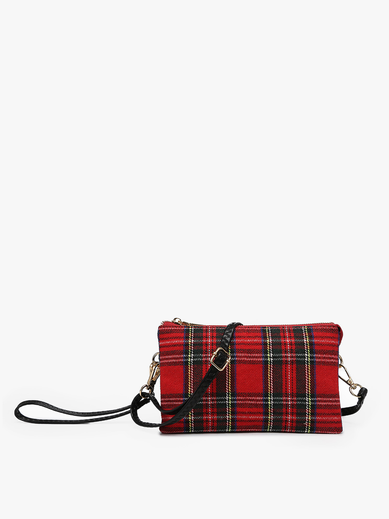 Brown/Tan Plaid Riley 3 Compartment Crossbody/Wristlet