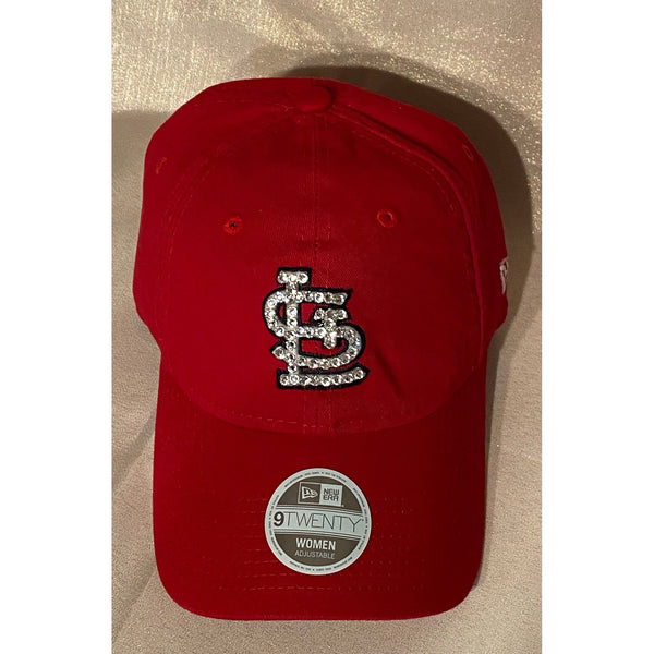 Red STL Baseball Cap with Clear Crystals