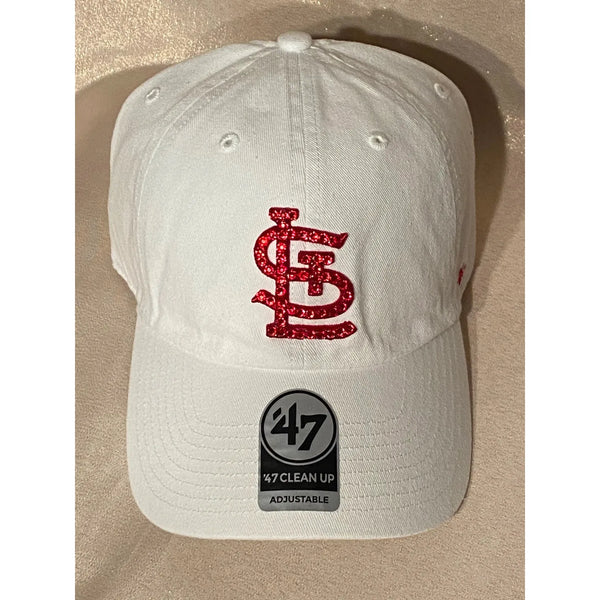 White STL Baseball Cap with Red Crystals