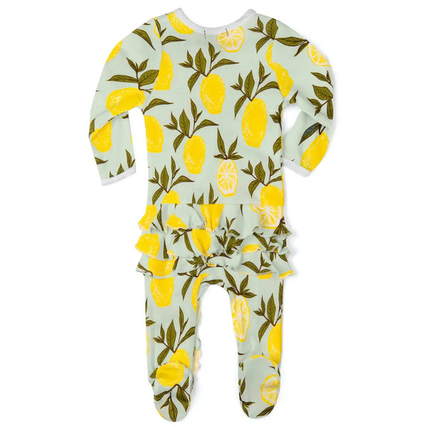 Lemon Organic Ruffle Zipper Footed Romper