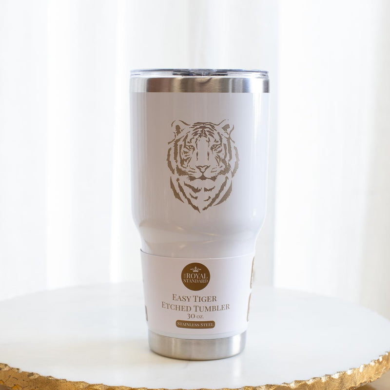 Easy Tiger Etched Tumbler White/Stainless 30 oz.