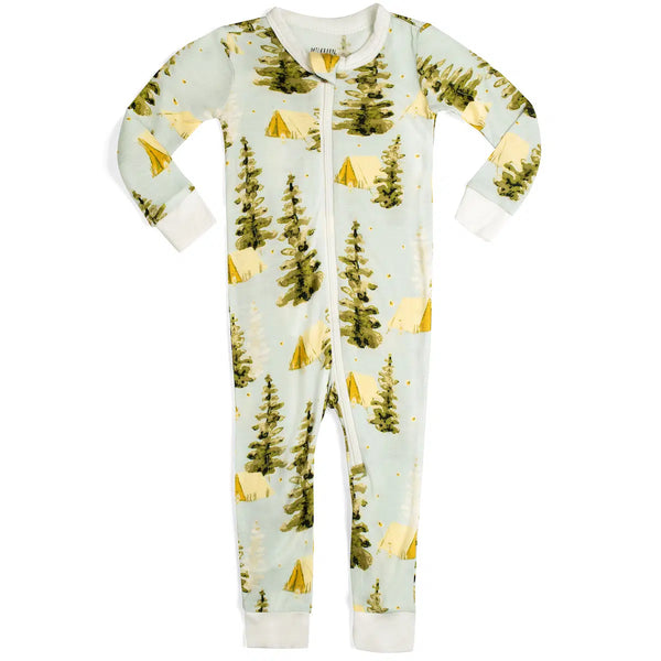 Camping Bamboo Zipper Footed Romper