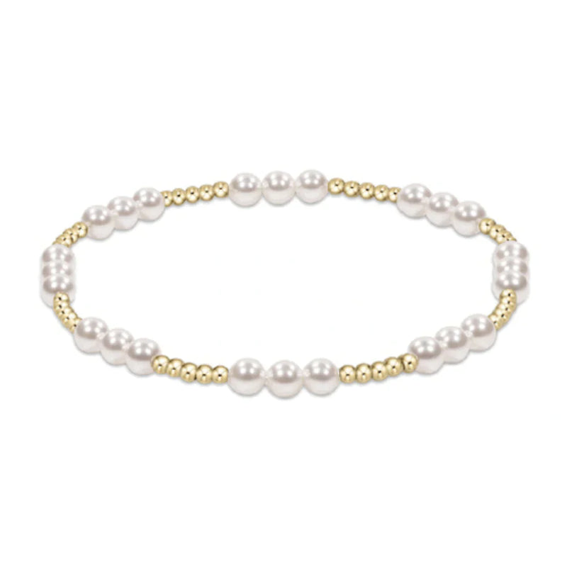 Classic Joy Pattern 4mm Bead Bracelet - Pearl