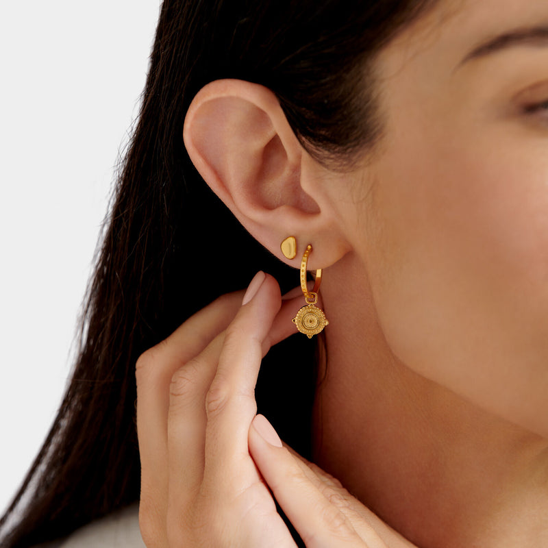 Happiness Waterproof Gold Antique Coin Hoop Earrings