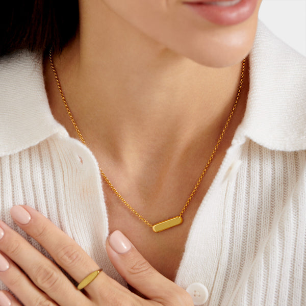 With Love Waterproof Gold Signet Necklace