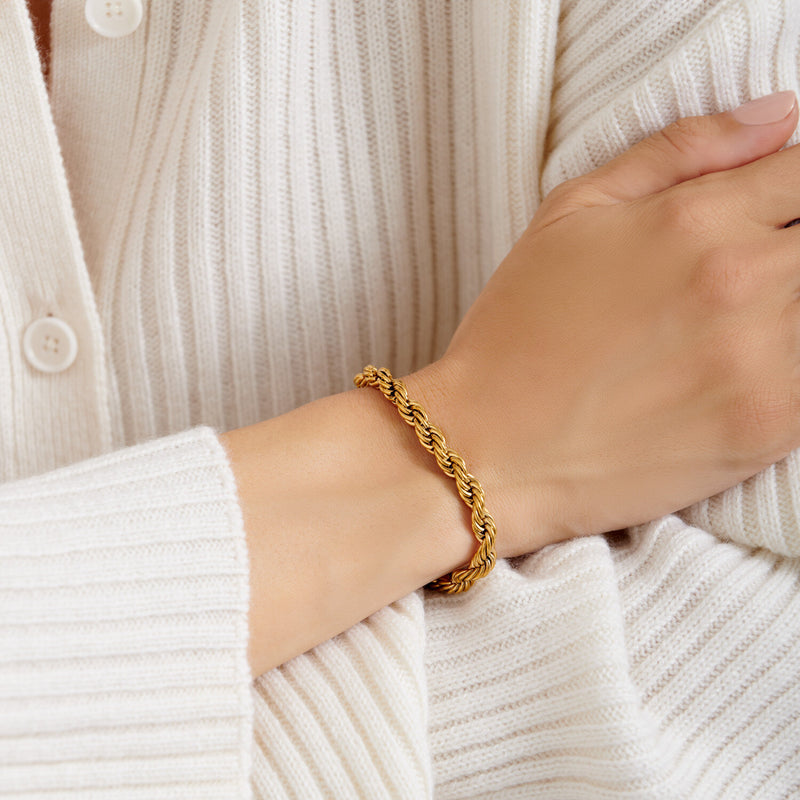 Reine Waterproof Gold Rope Bracelet