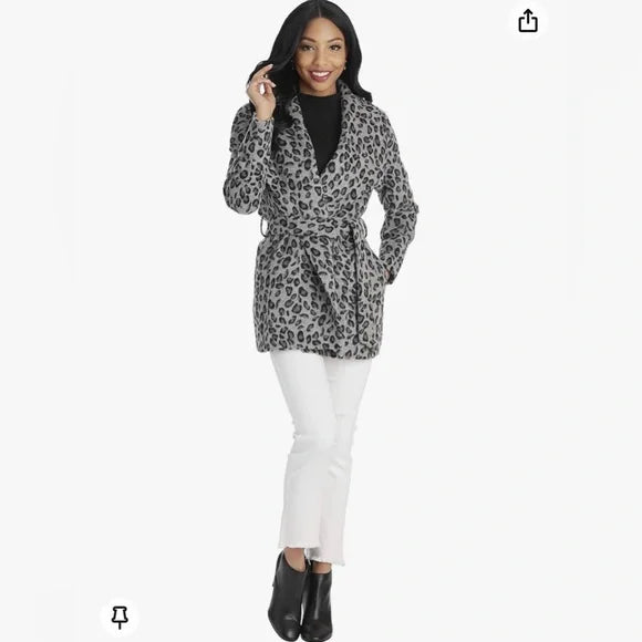 Albany Leopard Coat Black