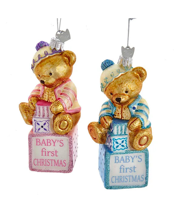 Noble Gems™ Glass "Baby's First Christmas" Baby Bear Ornament