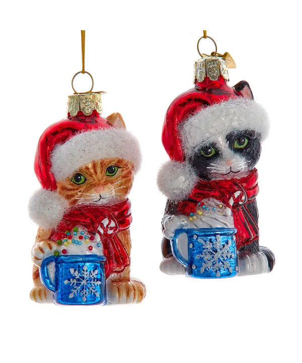 3.25" Noble Gems Kitten with Hot Cocoa Ornament