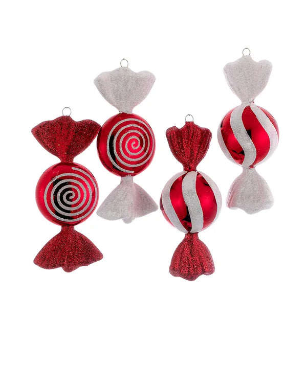6" Shatterproof Red and White Candy Ornament - 6"