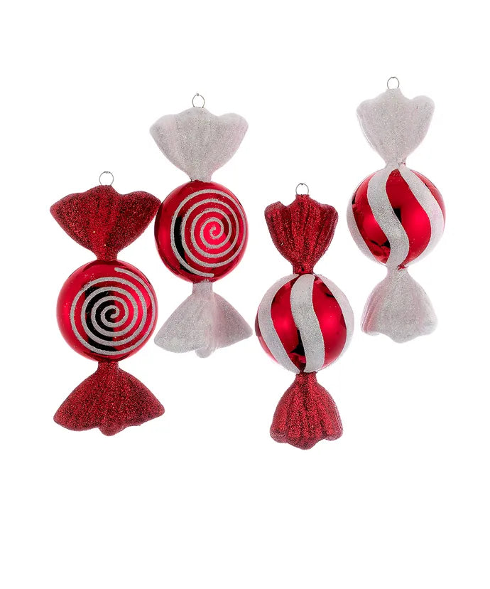 6" Shatterproof Red and White Candy Ornament - 6"