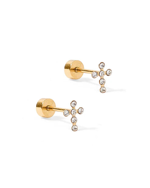 Clara Cross Screwback Stud Earrings