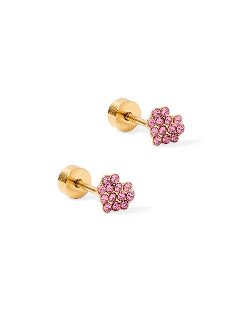 Leo Pink Screwback Stud Earrings