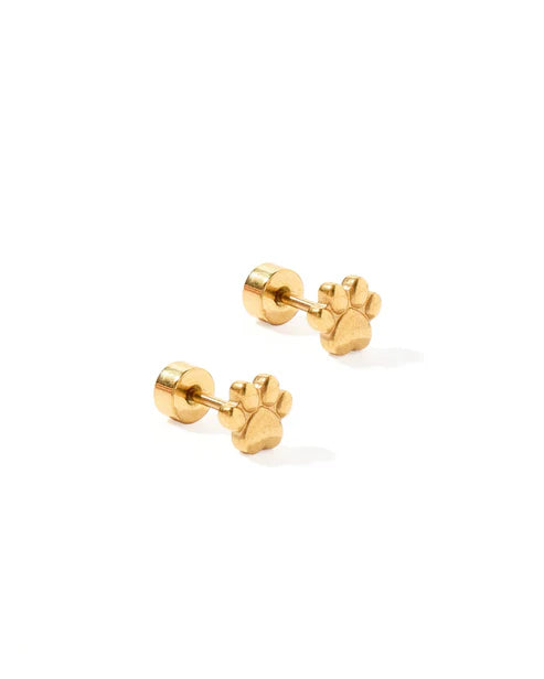 Paw Print Screwback Stud Earrings