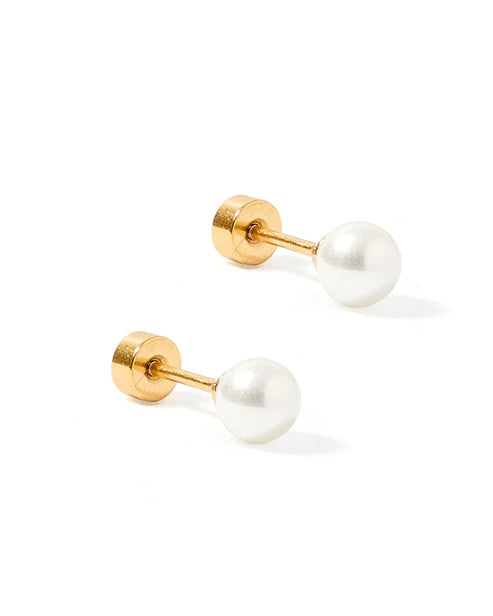 Payton White 5mm Pearl Screwback Stud Earrings