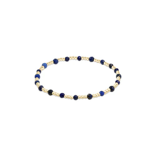 Gemstone Gold Sincerity Pattern 3mm Bead Bracelet - Lapis