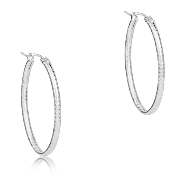 Oval Silver 1” Hoop Textured