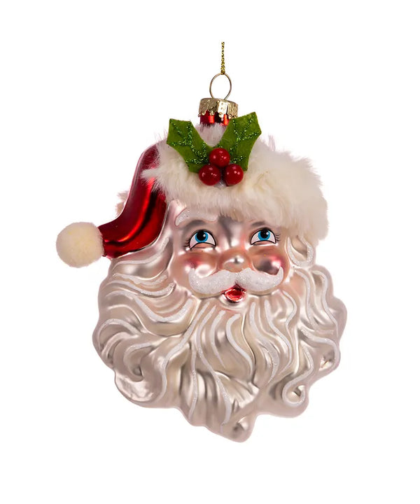 5" Glass Santa Head Ornament