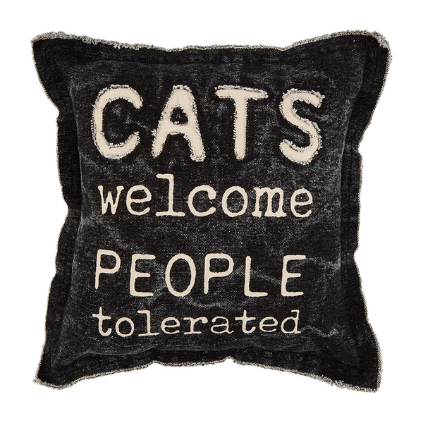 Cat Welcome Canvas Pillow