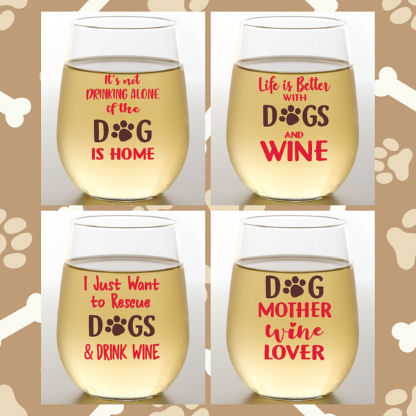 WINEY DOGS Shatterproof Wine Glasses