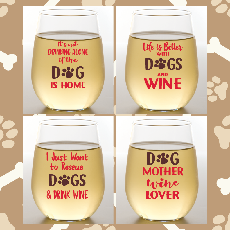 WINEY DOGS Shatterproof Wine Glasses