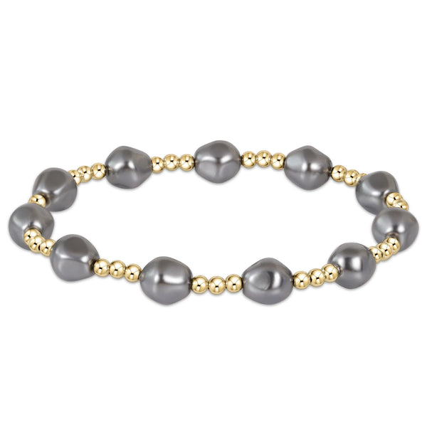 Admire Gold 3mm Bead Bracelet - Pearl - Dark Grey