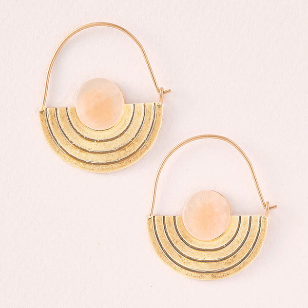 Stone Orbit Earring - Sunstone/Gold