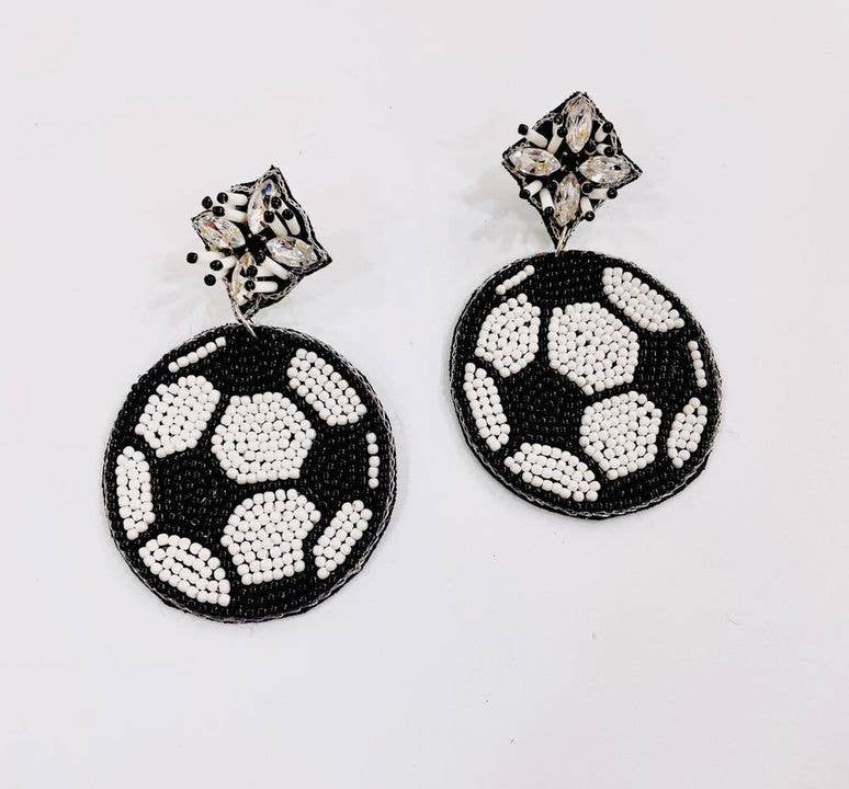 Soccer Seed Beaded Dangle Earrings