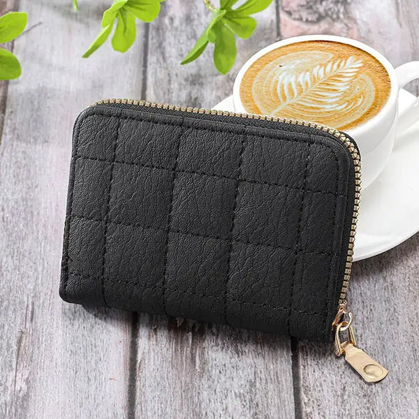 Coin Purse Clutch, Zip Wallet Large Capacity Card Holder: Black