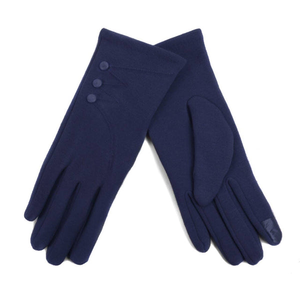 Women's Stylish Touch Screen Gloves with Button Accent: S/M / Navy