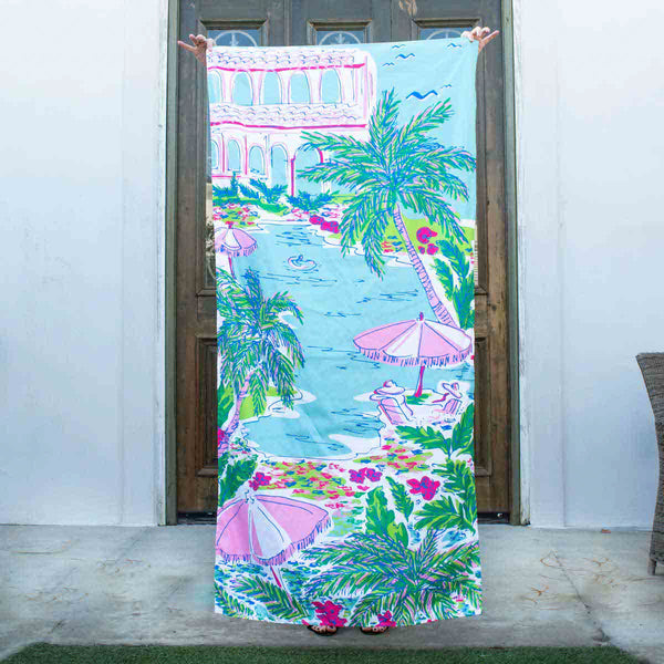 Resort Shores Beach Towel Aruba Blue/Kelly/Pink