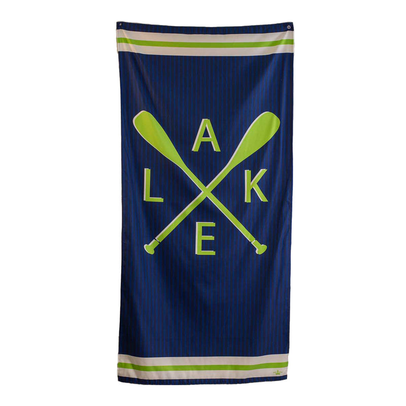 Lake Oar Beach Towel Navy/Lime