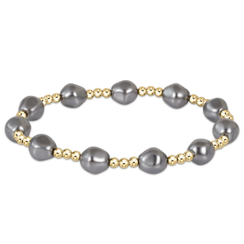 Extends Admire Gold 3mm Bead Bracelet - Pearl - Dark Grey