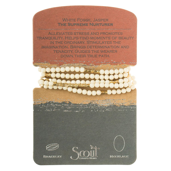 Stone Wrap Bracelet/Necklace White Fossil Jasper - The Supreme Nuturer
