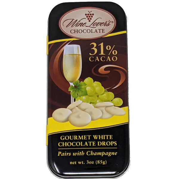Gourmet White Chocolate Drops - Pairs With Champagne 3oz.