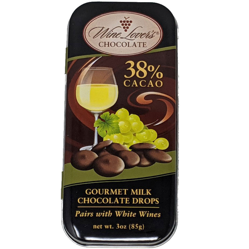Gourmet 38% Cacao Chocolate Drops - Pairs With White Wine 3oz.
