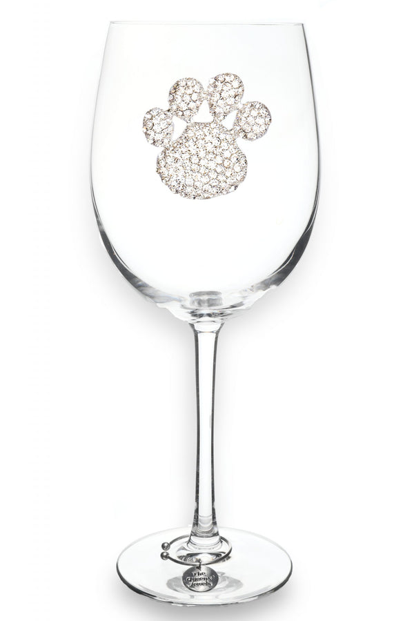 Paw Print Stemmed Wine Glass