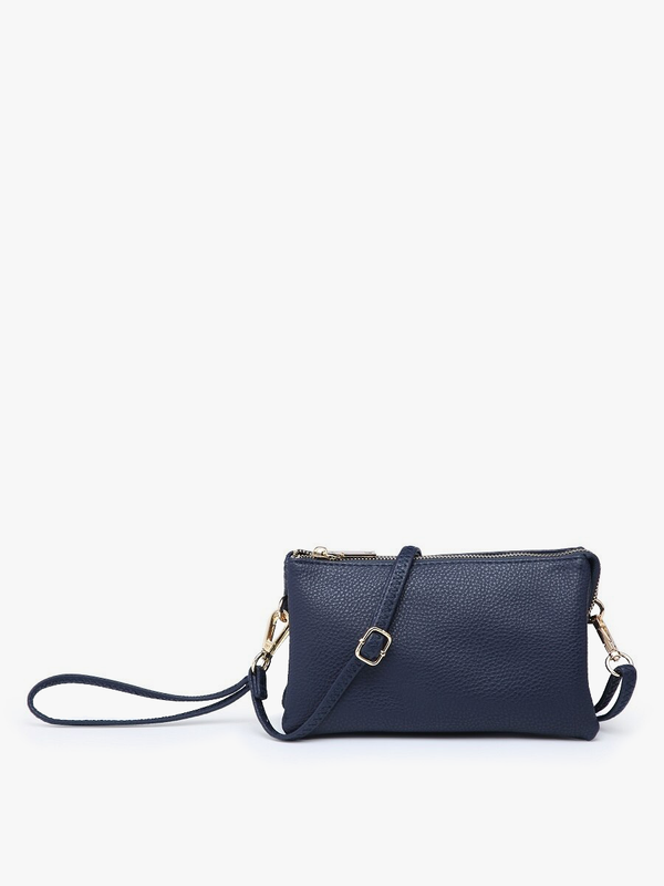 Navy Riley Monogrammable 3 Compartment Crossbody/Wristlet