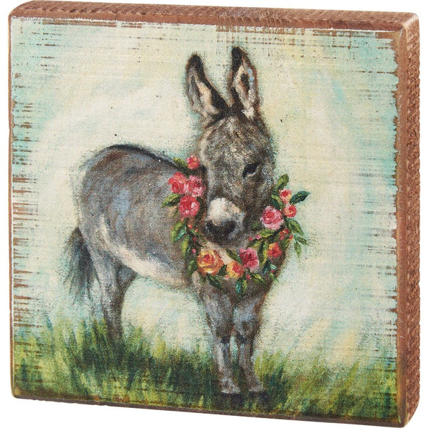 Block Sign - Donkey and Wreath