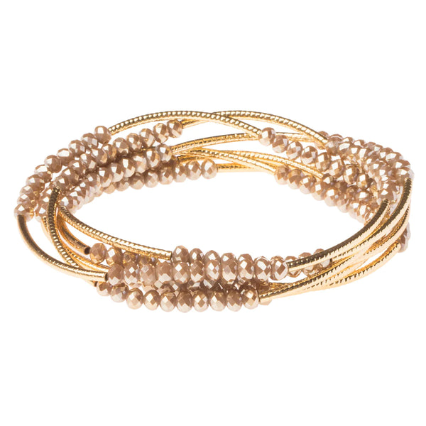 Scout Wrap Bracelet/Necklace - Oyster/Gold