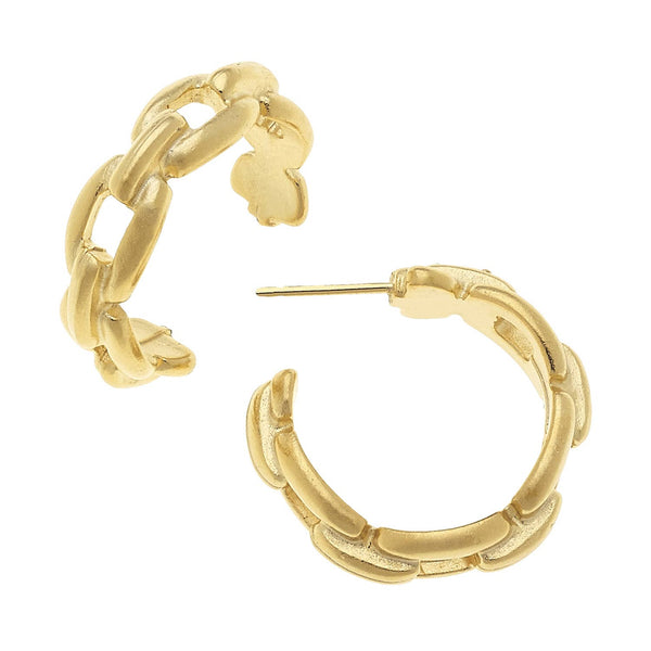 Small Gold Chain Circle Hoop Earrings