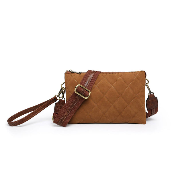 Izzy Quilted Crossbody w/ Guitar Strap: Brown