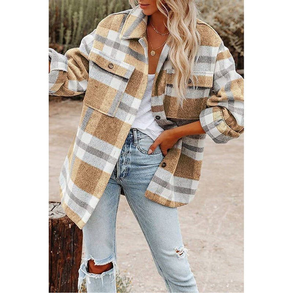 CASUAL PLAID BUTTON DOWN JACKET