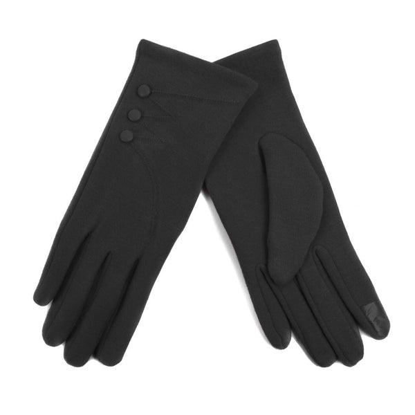 Women's Stylish Touch Screen Gloves with Button Accent: S/M / Black