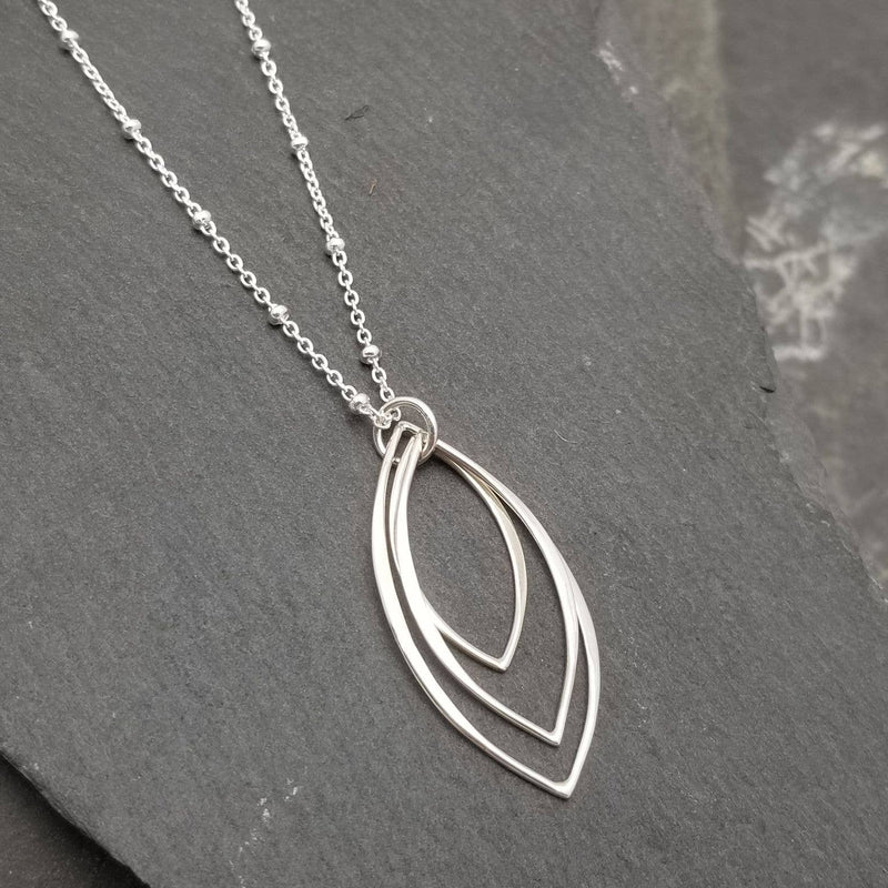 Silver Triple Marquise Necklace
