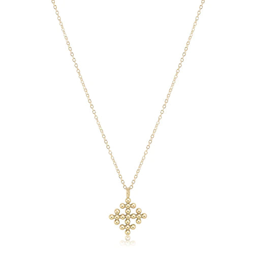 16” Necklace Classic Gold Beaded Signature Cross Encompass Gold Charm